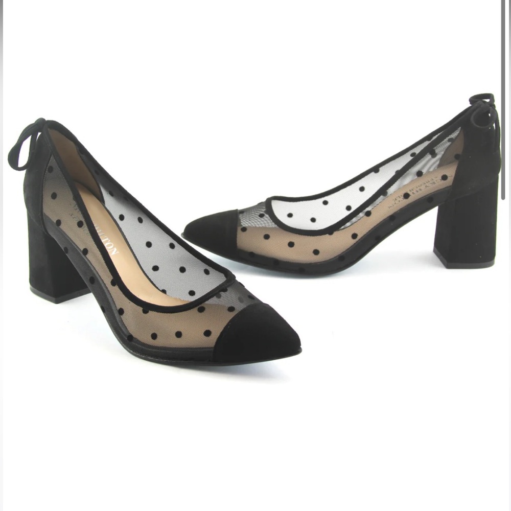 French Sole Holly Black Dot Mesh Heels